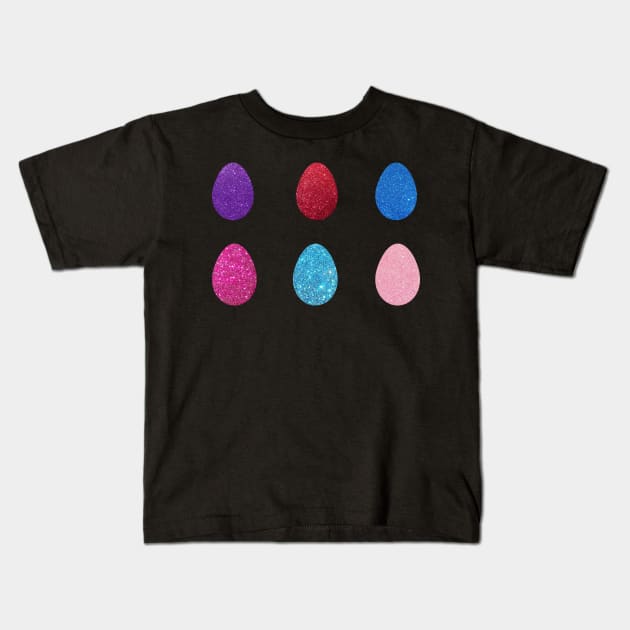 Colorful Faux Glitter Easter Eggs Kids T-Shirt by Felicity-K